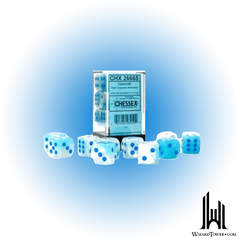 Gemini - Poly Turquoise-White/Blue Luminary 16mm Dice